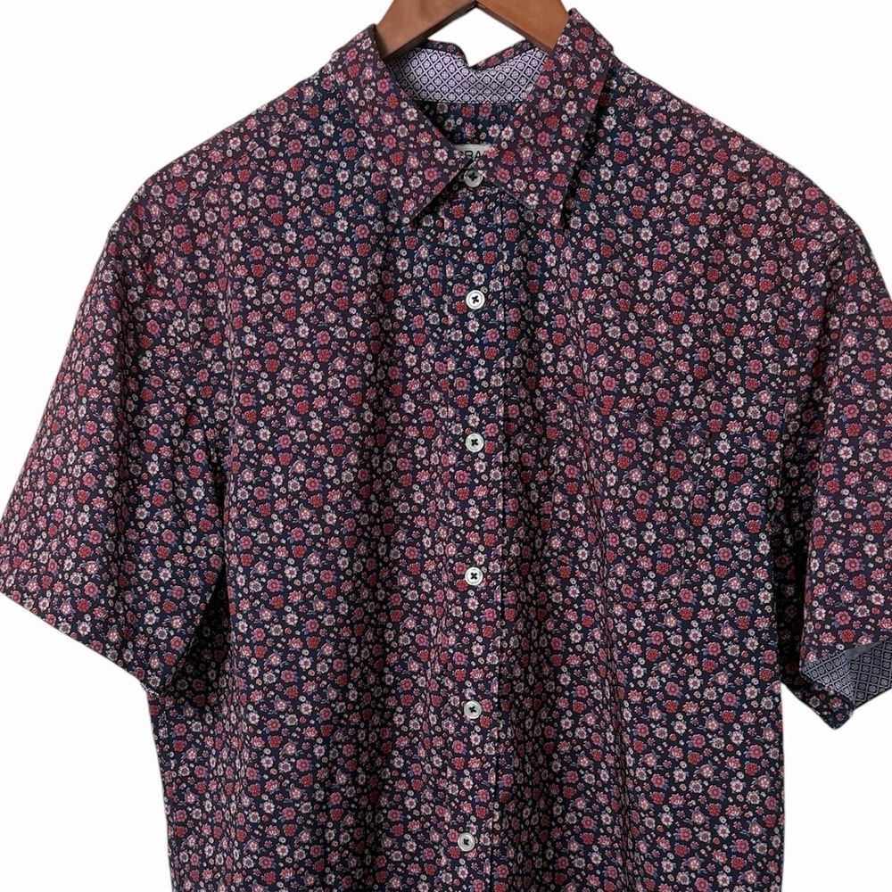 Nick Graham Everywhere Floral Button Up Shirt Mens‎ Large Modern Fit Stretch SS